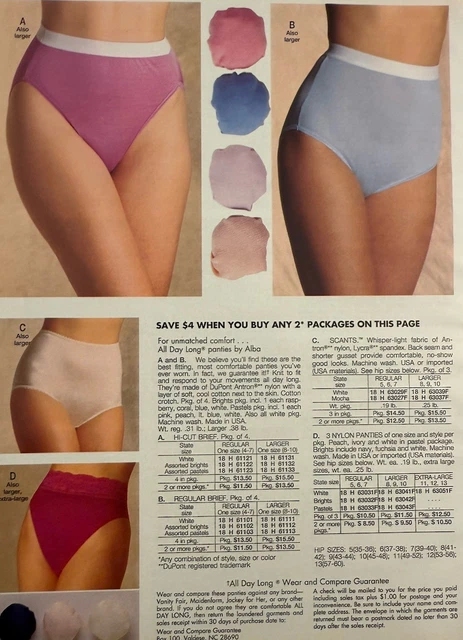 VINTAGE PRINT AD Lingerie Panties Sexy Woman Sears Catalog Page Risqué  Photo 90s $14.99