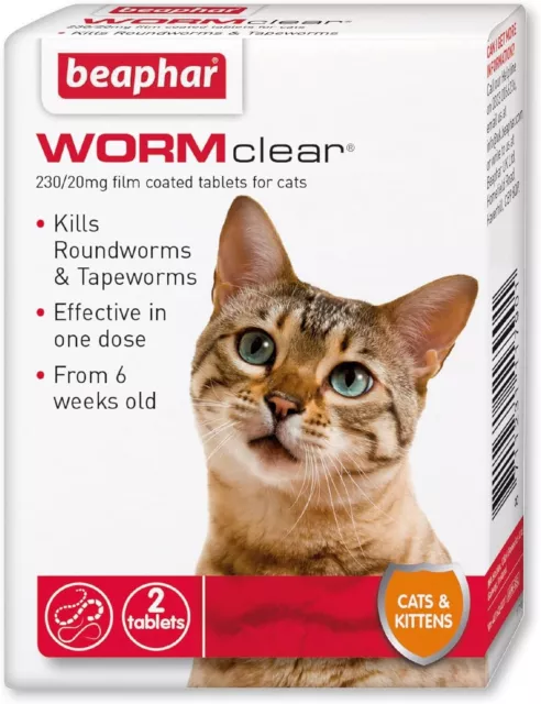 Beaphar WORMclear Worming, Wormer Tablets For Cats, Small & Large Dogs