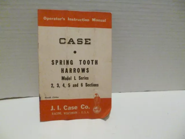 Case Spring Tooth Harrow Model L Series Fourth Edition Operator's Instruction Ma