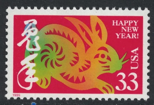 Scott 3272- Chino Nuevo Año , Año Del Hare- MNH 33c 1999- sin Usar Nuevo Sello