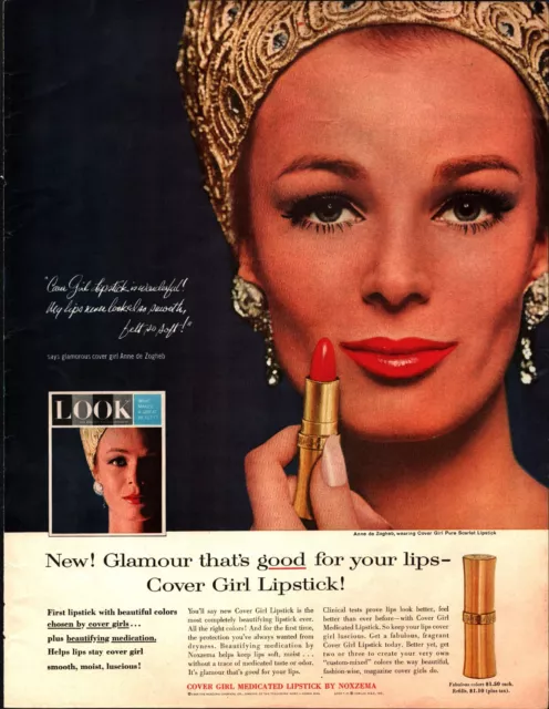 1964 Anne de Zogheb photo Cover Girl Lipstick vintage print Sexy nostalgic Ad a9