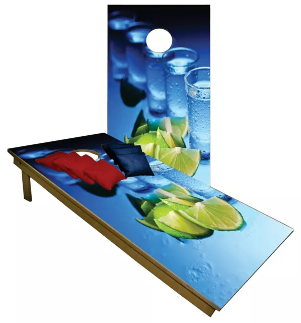 CORNHOLE BEANBAG TOSS GAME w Bags Game Boards Tequila w Lime Set