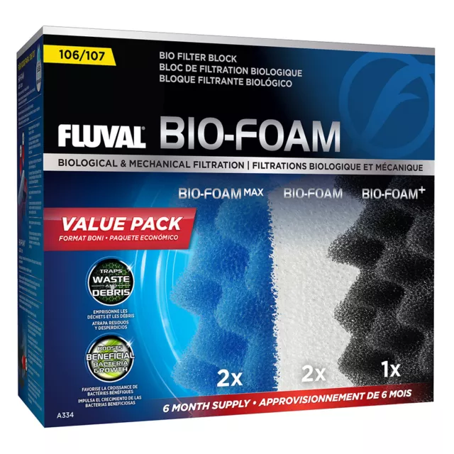 Fluval Canister Filter 106 107 Bio Foam Value Pack Aquarium Sponge Media A334