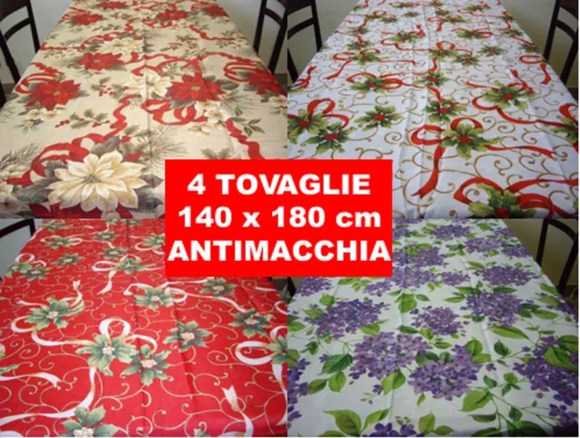 4 Tovaglie di Natale 140x180 cm tovaglia Natalizia Antimacchia 4PZ BLACK FRIDAY