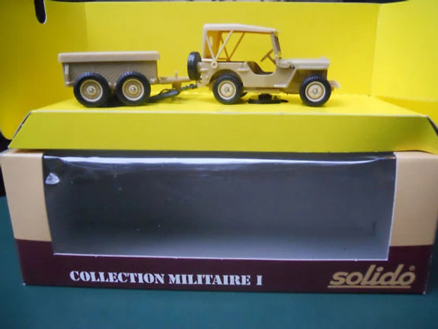 Lot De 2 Solido Militaires N°256 - Jeep Willys + Remorque - échelle 1/43