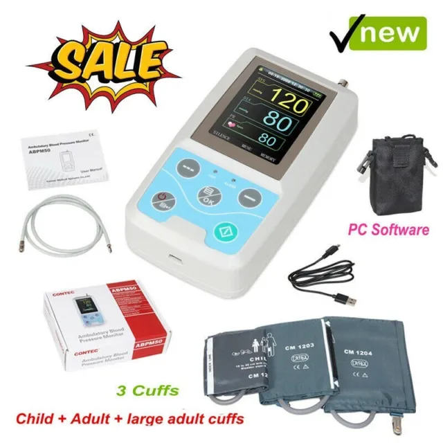 CONTEC ABPM50 Handheld 24hours Ambulatory Blood Pressure Monitor Software 3 Cuff