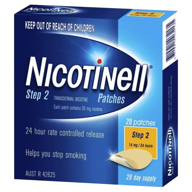 Nicotinell Step 2 (14mg/24 hours) 28 Patches Stop Smoking Aid Controlled Release