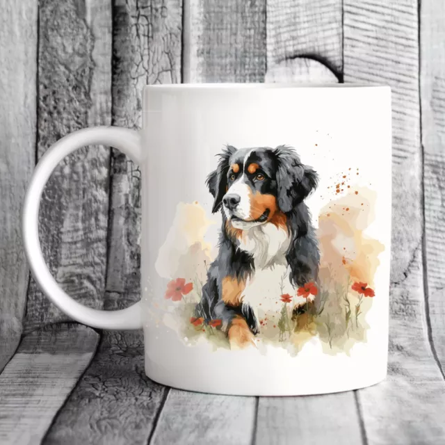 Pet Dog Mug, watercolour Bernese Mountain Dog - Ideal Gift