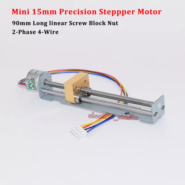 DC5V 2-Phase 4-Wire Micro 15mm Stepper Motor 90mm Long Linear Screw Slider Block