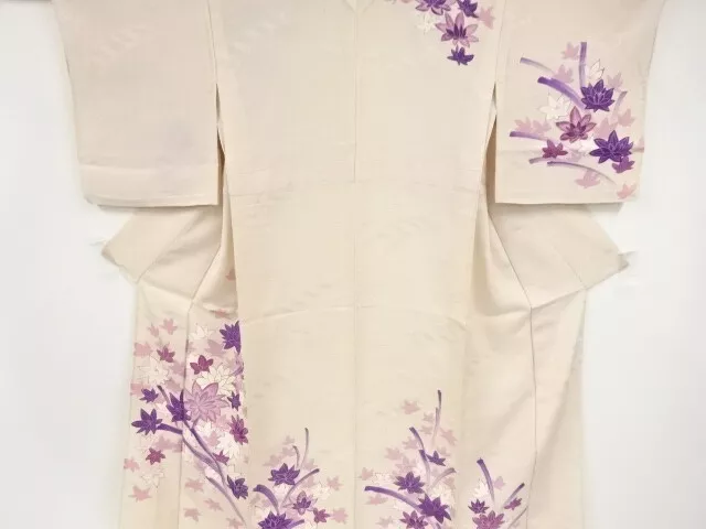 21575# Japanese Kimono / Antique Hitoe Kimono / Flower