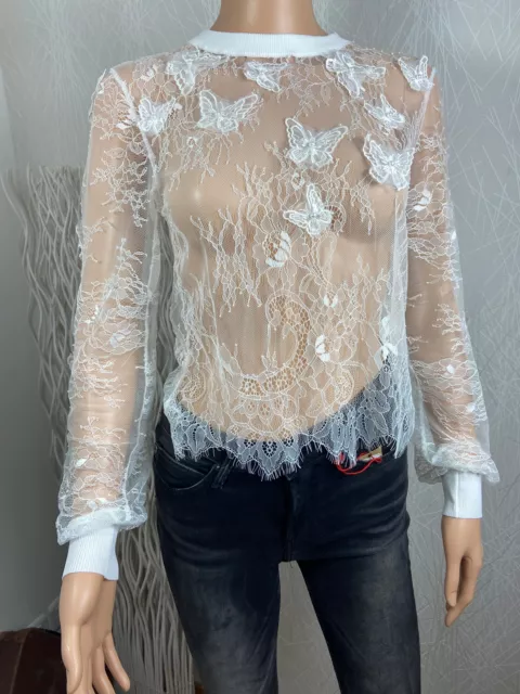 Pull transparent dentelle sexy Muse - TU Blanc