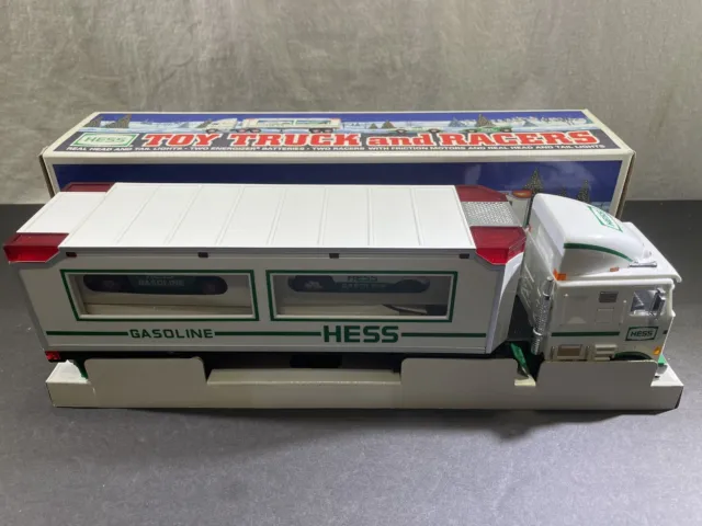 Vintage 1997 Hess Toy Truck with 2 Race Cars