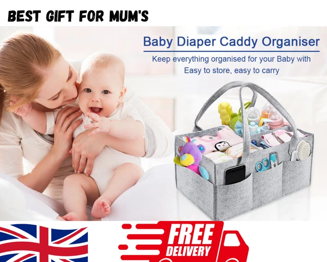 Baby Nappy Organizer Container Toys Wipes Caddy Diaper Kids Storage Bag Grey UK