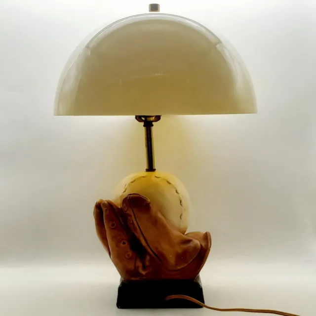 Vintage MCM Chilo Baseball & Glove Lamp with Mushroom Shade