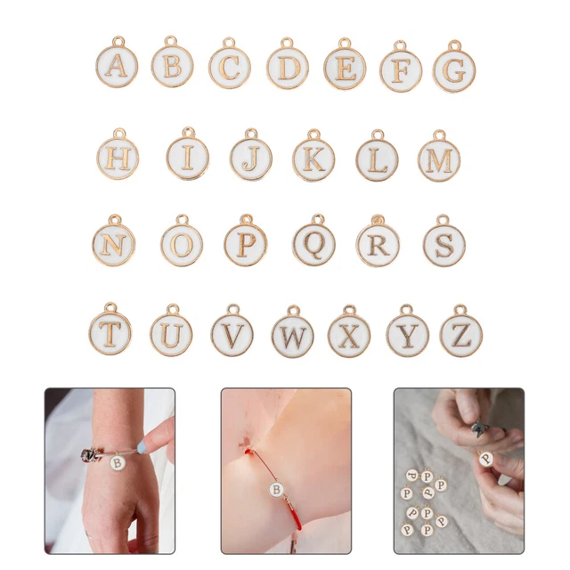 26 Pcs Armband-Charme Englischer Alphabet-Anhänger Metalldekor Schmücken
