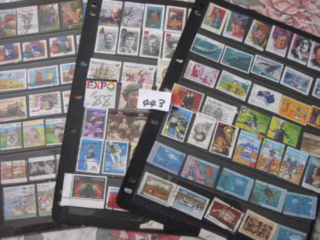 3 PAGES of USED AUST. STAMPS Lot 443 ALL DIFFERENT OFF PAPER SETS WHEN AVAILABLE