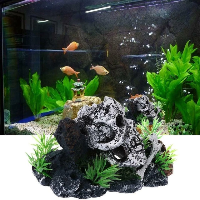Pirate Skull Skeleton Aquarium Ornament Hiding Cave Fish Tank Decoration Decor