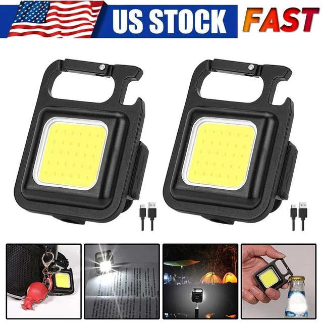 4× Mini COB Flashlights Bright Rechargeable Keychain Small Flashlight 800 Lumens