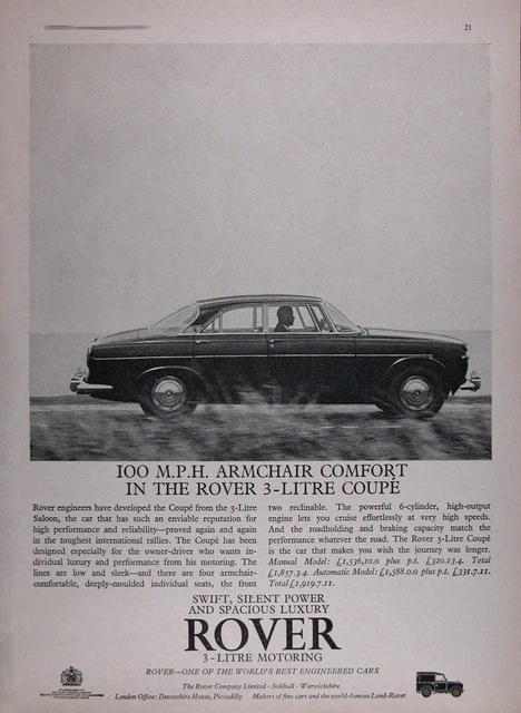 1964 ROVER 3L SEDAN Authentic Vintage UK Ad ~ FREE SHIPPING!