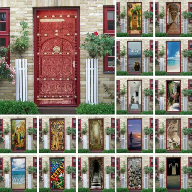 3D Self Adhesive Vintage Arch Seascape Door Sticker Wall Decor Mural Wallpaper