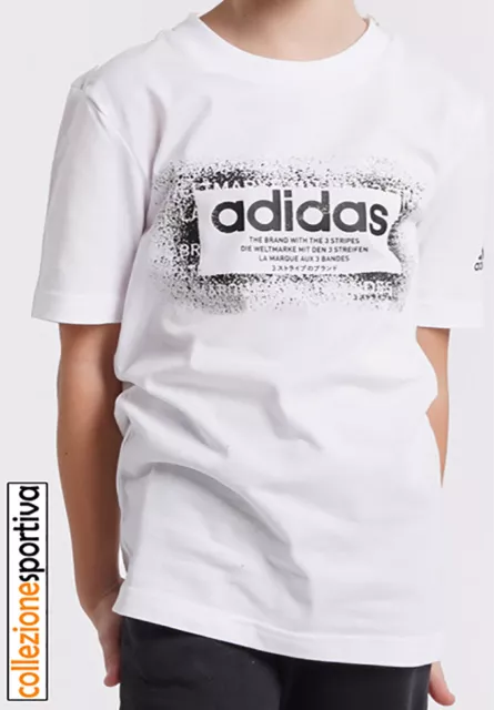 T-SHIRT BAMBINO/BAMBINA ADIDAS GRAPHIC GT1410 col. bianco/nero