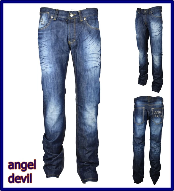 jeans pantaloni da uomo angel devil bootcut gamba dritta dritto svasati 46 50 52