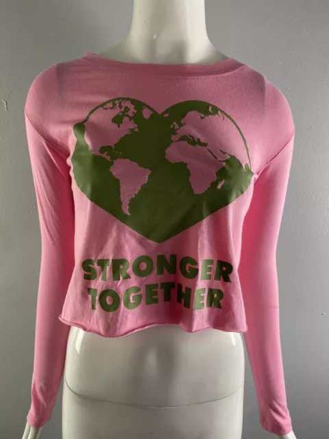 NWT Miss Popular Girl’s Strong Together Crop Top Pink/Green Size 7/8