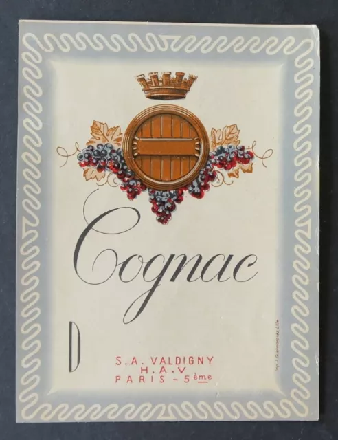 Ancienne étiquette COGNAC VALDIGNY old label