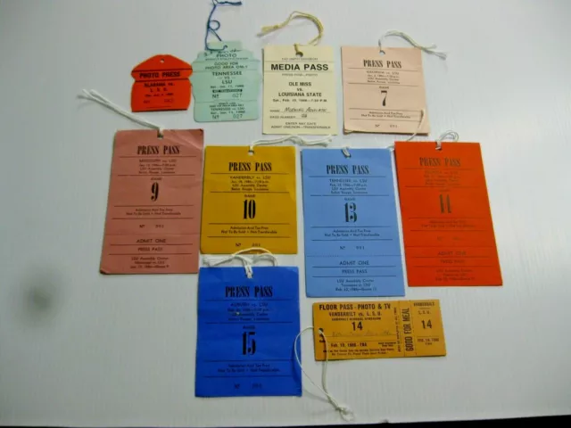 Lot 10 1985-86 LSU BASKETBALL TICKETS / PRESS PASSES JOHN WILLIAMS DON REDDEN