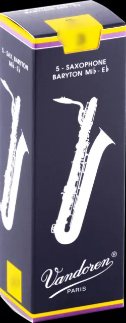 Anche de saxophone Baryton Mib/Eb Vandoren traditionnelle - Boite de 5 anches