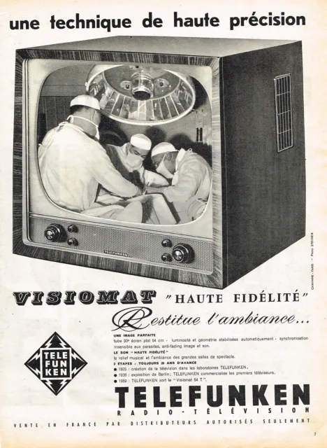 PUBLICITE ADVERTISING 065  1957  TELEFUNKEN   téléviseur VISIOMAT