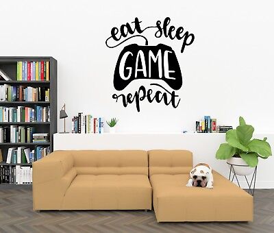 Eat Sleep Game Repeat PC PS4 XBOX Wall Art Sticker Decal Bedroom Play Home Fun