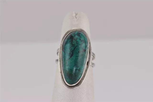 Signed Sterling Silver Blue Turquoise Split Band Ring Israel 925 Adj. Sz: 5