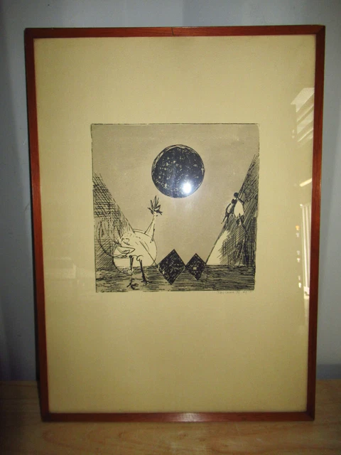Tableau: dessin L'oeil noir signé Julien DAMOYE (1892-1977) - Antiquités