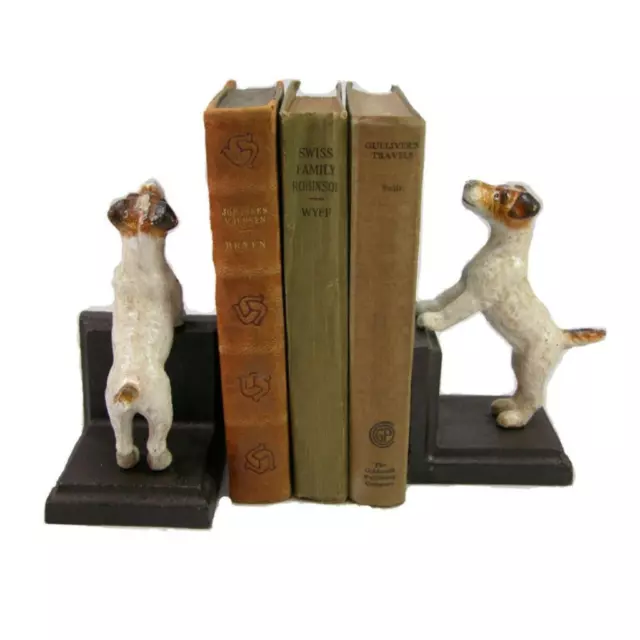 JACK RUSSELL CAST IRON BOOKENDS Collectable Heavy Fox Terrier Dog Book Ends NEW