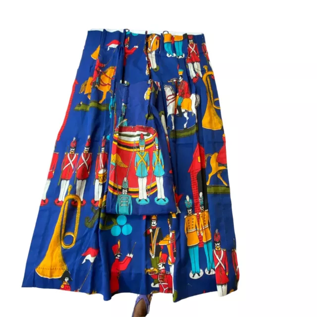 VTG 70s Sears Perma Prest Blue Royal Soldier Nutcracker Drapes Curtains Set of 2