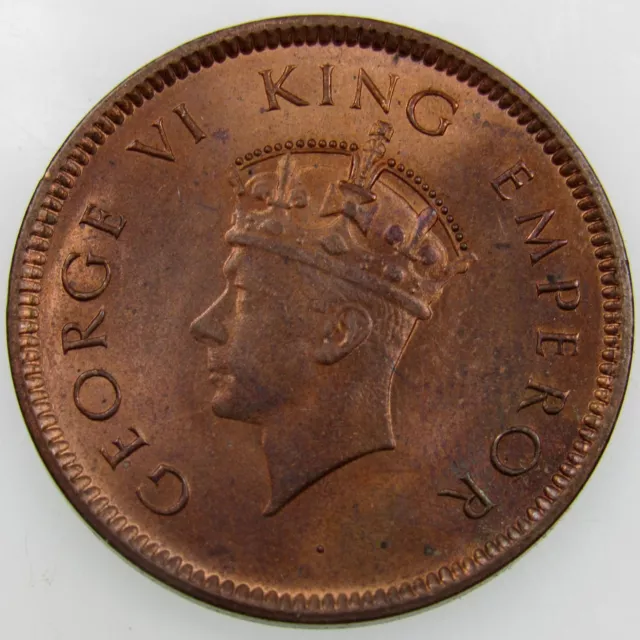 INDIA. British. George VI. ¼ Anna (1 Pice), 1939. Calcutta Mint. KM-530. Bronze.