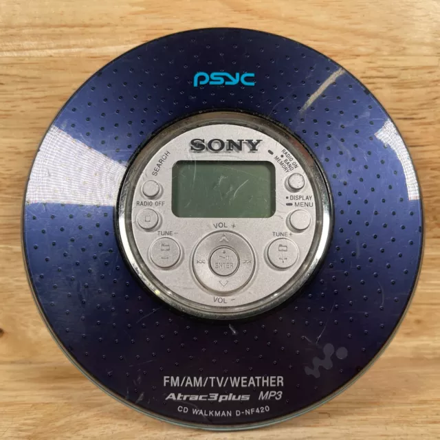 Radio meteorológica Sony Walkman PSYC D-NF420 azul AM/FM/clima ATRAC3plus reproductor de CD MP3