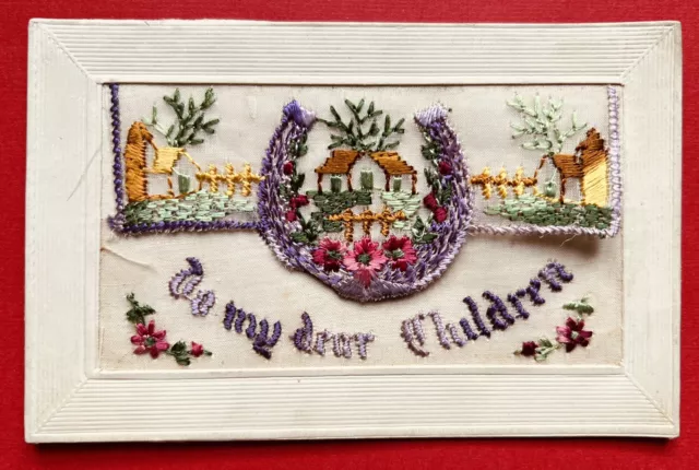 Ww1 Greetings Silk Embroidered Postcard - To  My Dear Children
