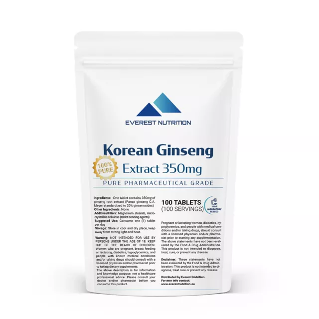 COMPRIMÉS D EXTRAIT DE RACINE DE GINSENG CORÉEN 350mg À HAUTE CONCENTRATION 50mg