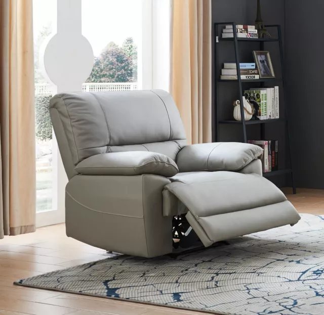 Grey High Grade Leather Reclining Recliner Armchair  OREGON