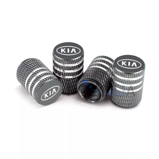 4 pièces bouchons Valve de Pneu Logo KIA , Gris