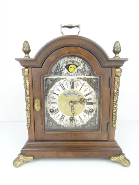 Dutch Wuba Warmink Vintage Antique WESTMINSTER Mantel Shelf Clock MoonPhase