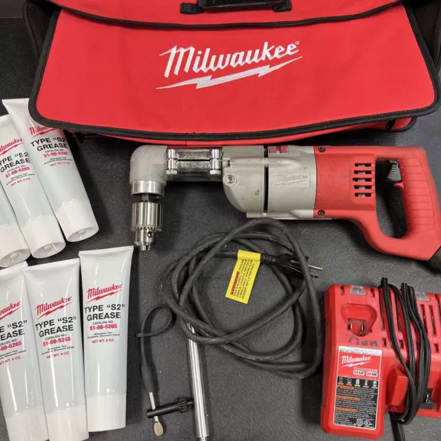 Milwaukee 1107-1 Right Angle Drill Case Charger Grease Bundle