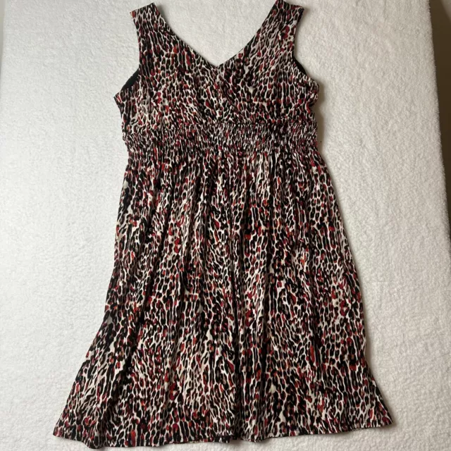 Worthington 2X Women’s Stretch Animal Print Beaded Accent Midi Stretch CareerRed