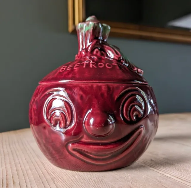 Vintage Sylvac Beetroot Face Pot With Lid Made In England 4553