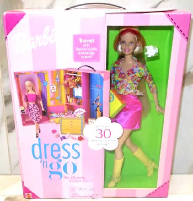 Dress 'N Go Barbie Doll with Fashion Case and Accessories 2001 Mattel 55308