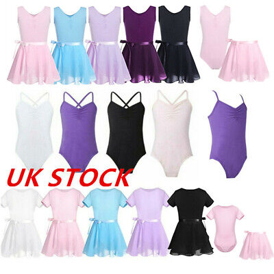 UK Stock Kids Girls Gymnastics Leotard Ballet Dress Tutu Skirt Dancewear Costume