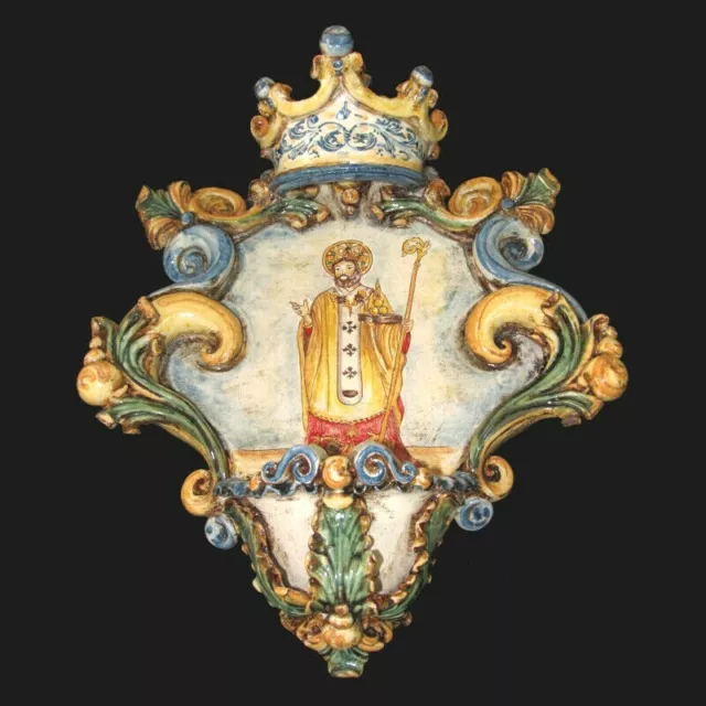 Porta vaso in ceramica di Castelli bianco con manici. diametro cm 30 altezza cm 23 - Italia