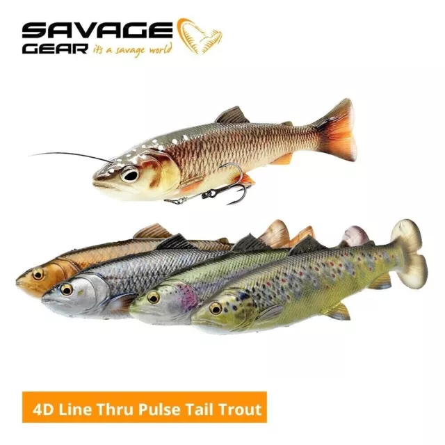 Savage Gear 4D Line Thru Pulse Tail Trout Lures Pike Zander Salmon Fishing